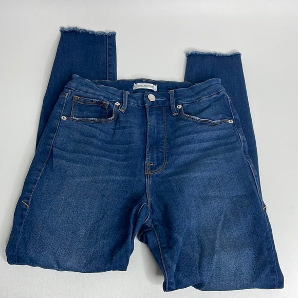 Good American Good Waist High Rise ankle raw hem jeans size 4/27 - Picture 1 of 10